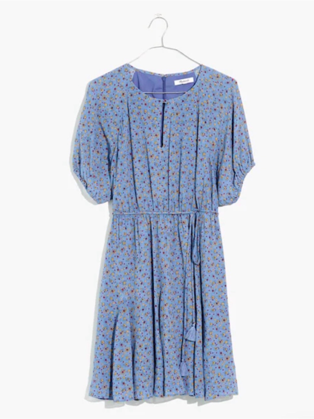 Madewell Light Blue Floral Tie-Waist Dress